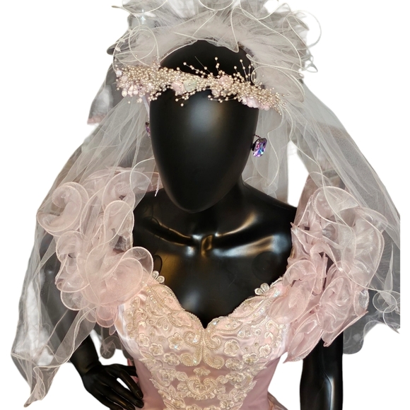 Vintage San Martin Pink Cinderella Wedding Gown - Picture 2 of 11